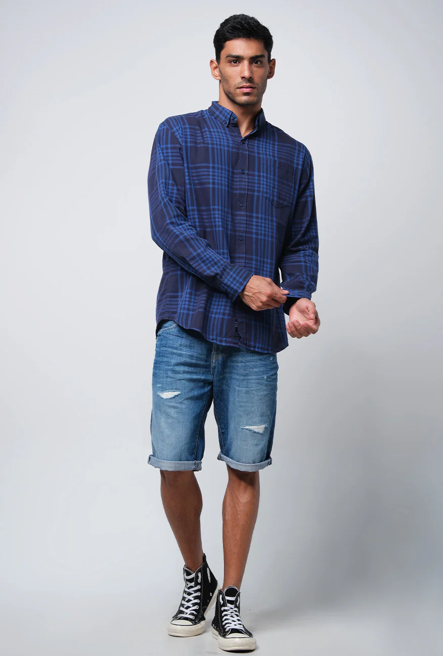 Kemeja Lengan Panjang Regular Adams Navy Blue - Image 3