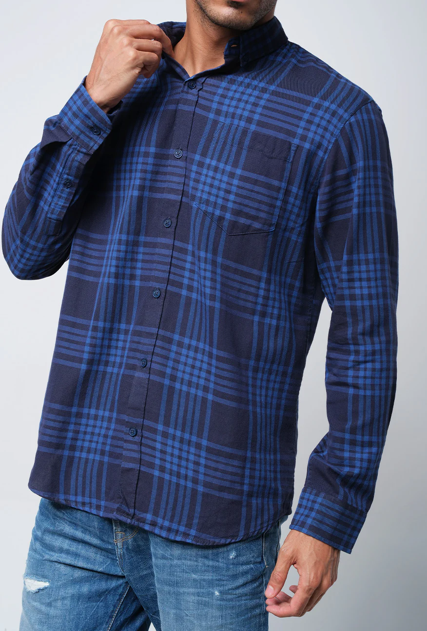 Kemeja Lengan Panjang Regular Adams Navy Blue - Image 5