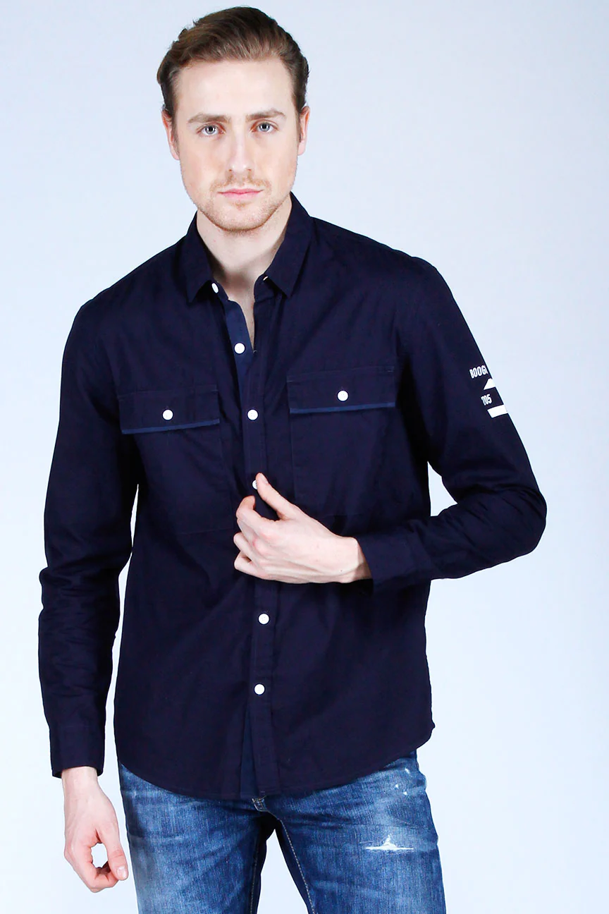 Kemeja Lengan Panjang Aiden Navy