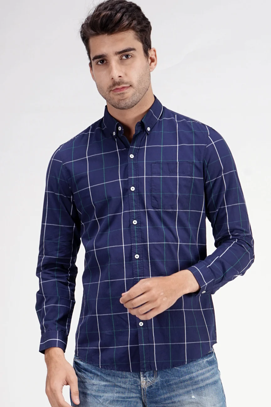 Kemeja Lengan Panjang Alley Navy Green Regular