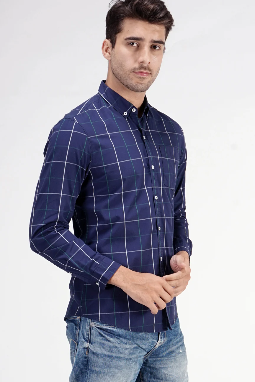 Kemeja Lengan Panjang Alley Navy Green Regular - Image 2