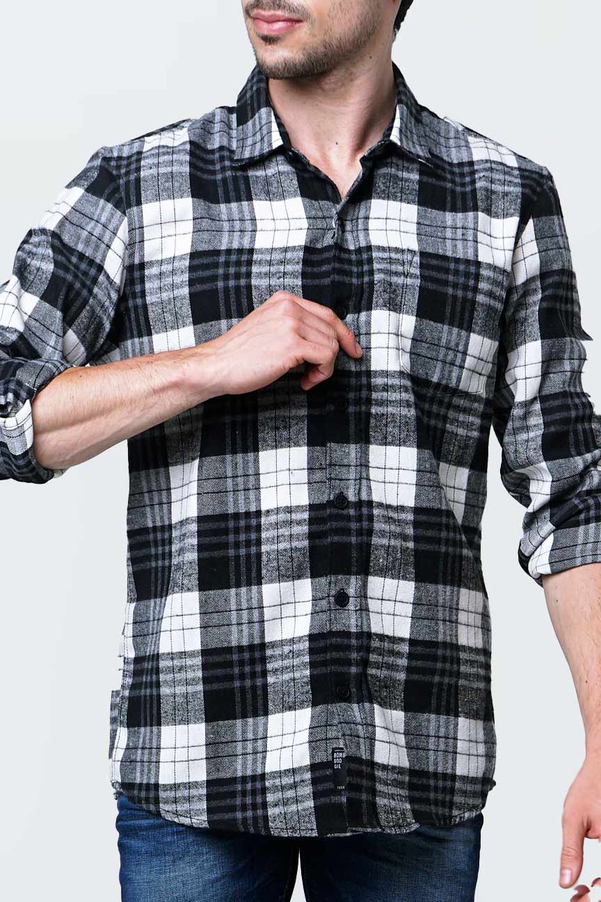 Kemeja Flanel Alyx Black Offwhite