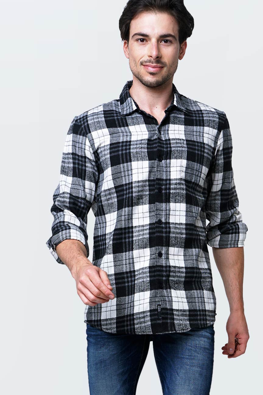 Kemeja Flanel Alyx Black Offwhite - Image 2