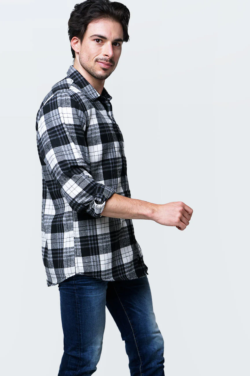 Kemeja Flanel Alyx Black Offwhite - Image 3