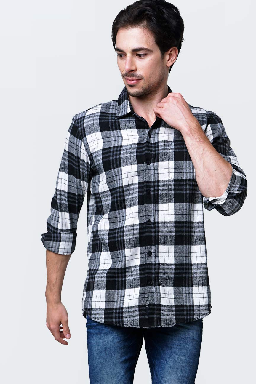 Kemeja Flanel Alyx Black Offwhite - Image 4