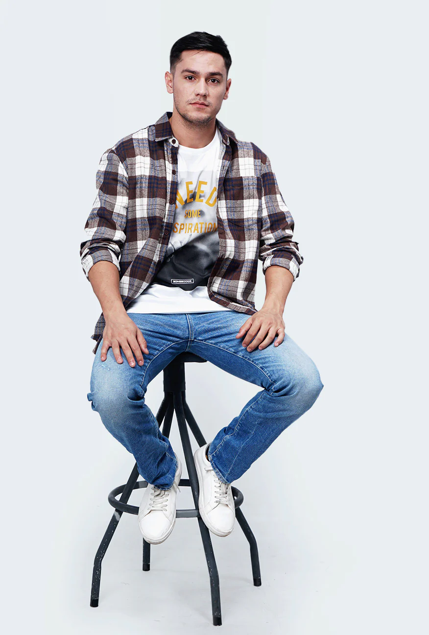 Kemeja Flanel Alyx Brown White