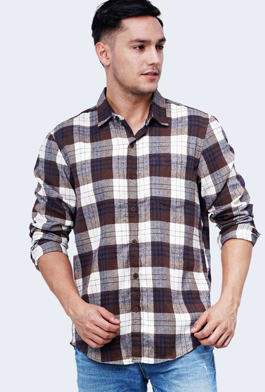 Kemeja Flanel Alyx Brown White - Image 2