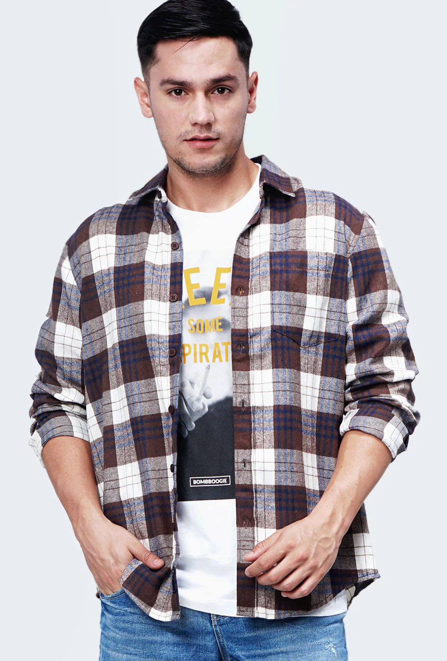 Kemeja Flanel Alyx Brown White - Image 3