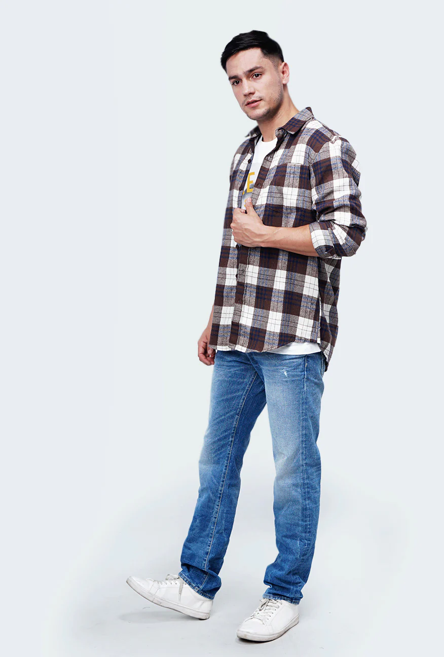 Kemeja Flanel Alyx Brown White - Image 4