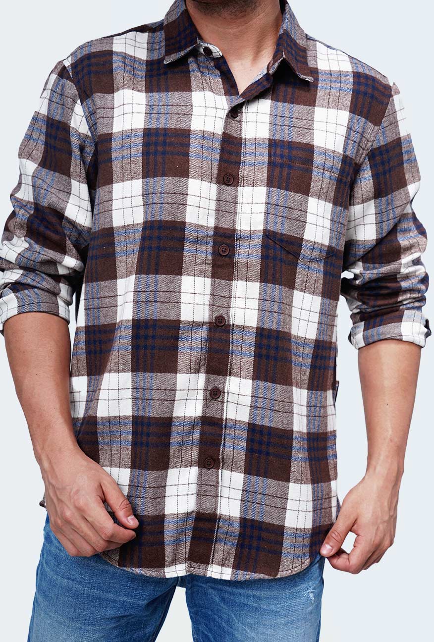 Kemeja Flanel Alyx Brown White - Image 5