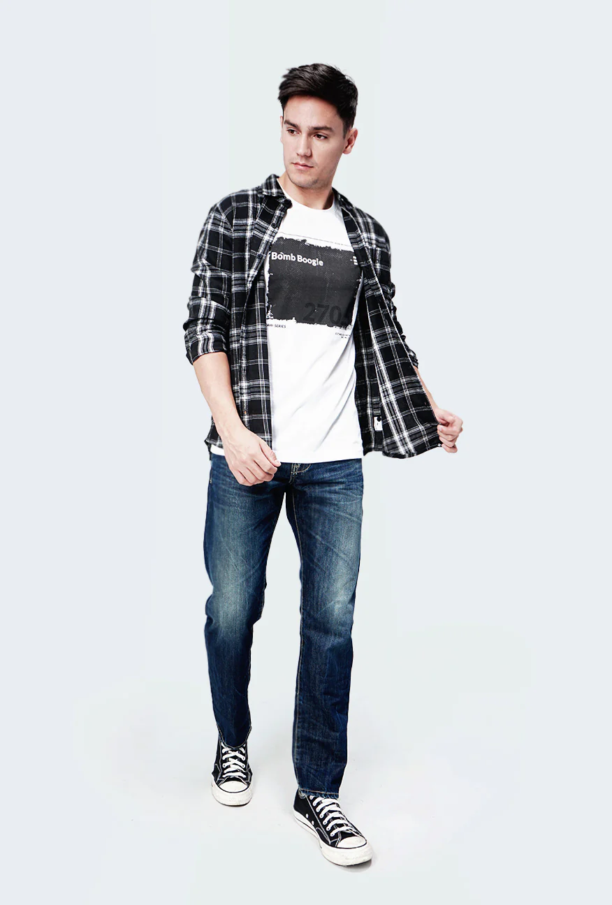 Kemeja Flanel Amber Black Offwhite - Image 3