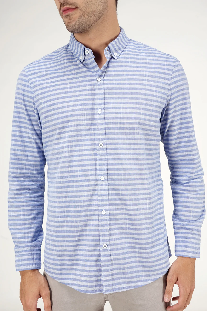Kemeja Lengan Panjang Regular Aquiver Blue White - Image 2