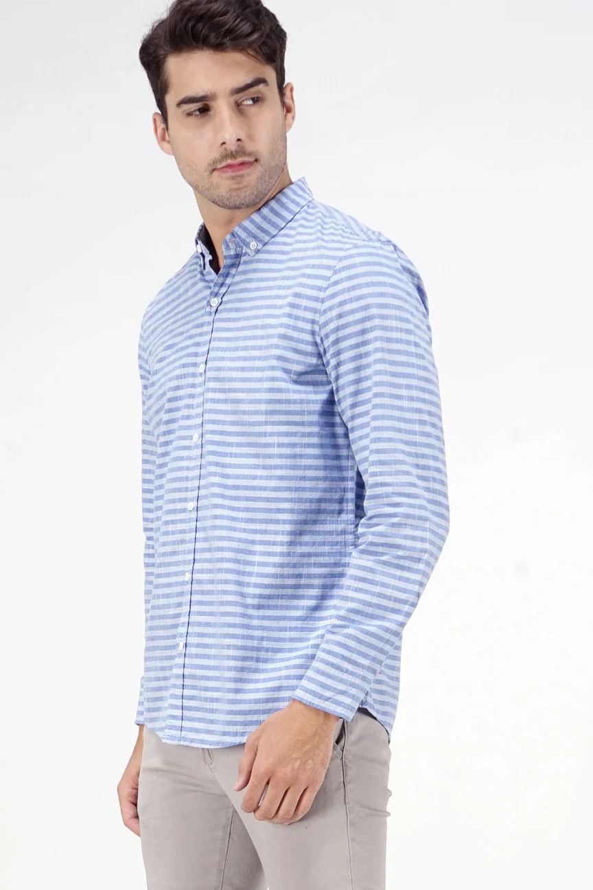 Kemeja Lengan Panjang Regular Aquiver Blue White - Image 3