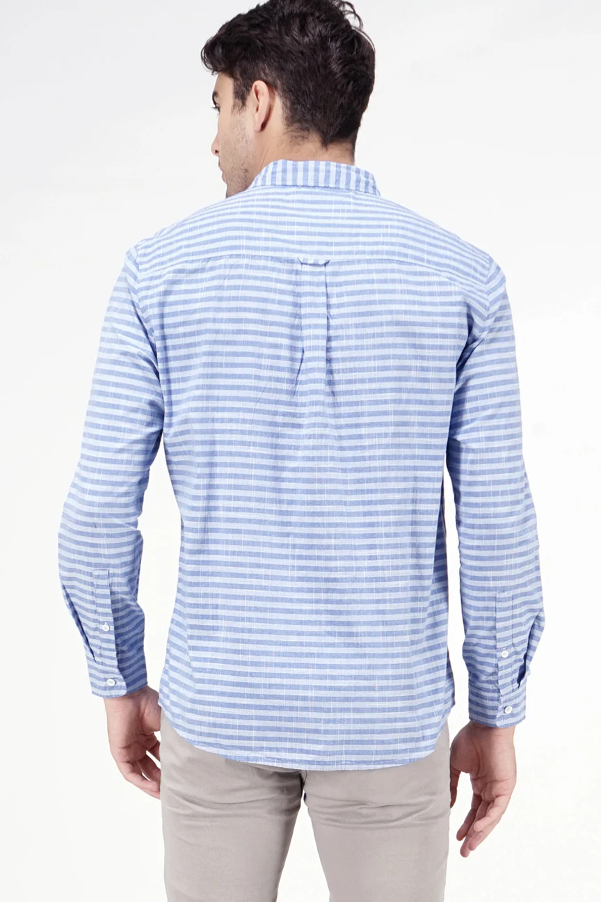 Kemeja Lengan Panjang Regular Aquiver Blue White - Image 4