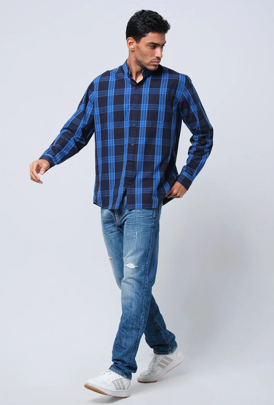 Kemeja Lengan Panjang Regular Ascot Navy Blue - Image 3
