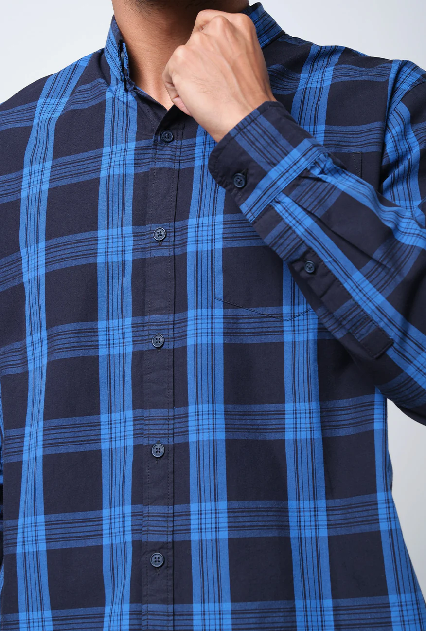 Kemeja Lengan Panjang Regular Ascot Navy Blue - Image 5