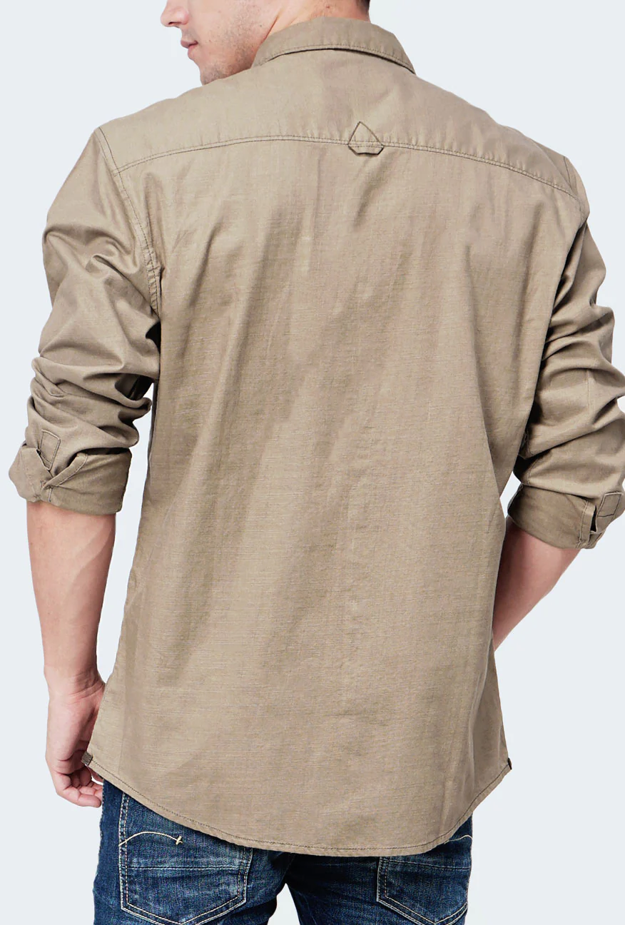 Kemeja Lengan Panjang Asphalt Brown - Image 4