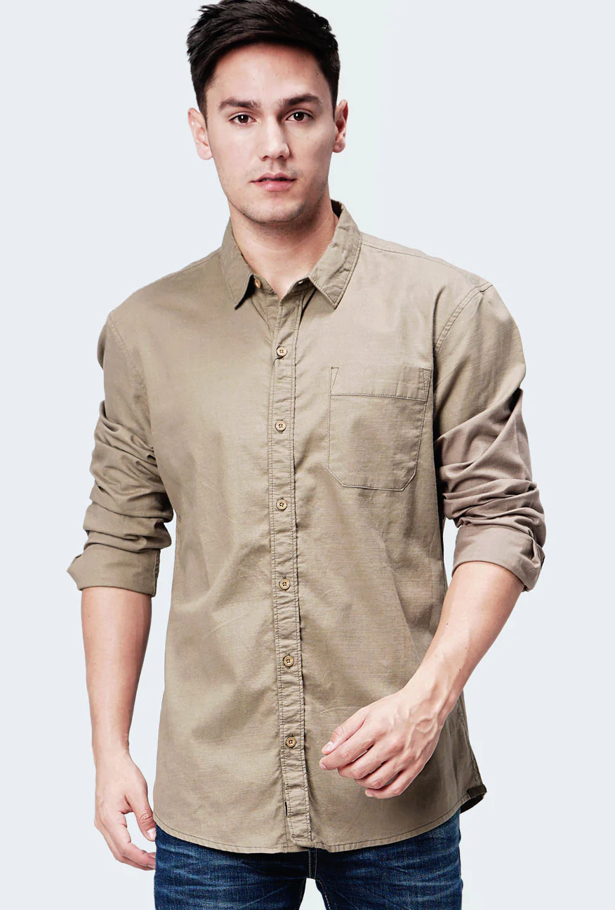Kemeja Lengan Panjang Asphalt Brown - Image 5