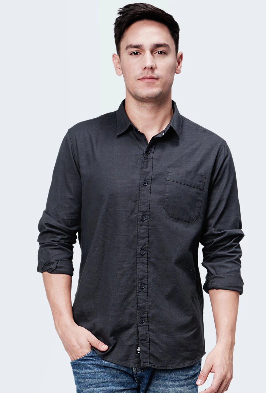 Kemeja Lengan Panjang Asphalt Dark Grey