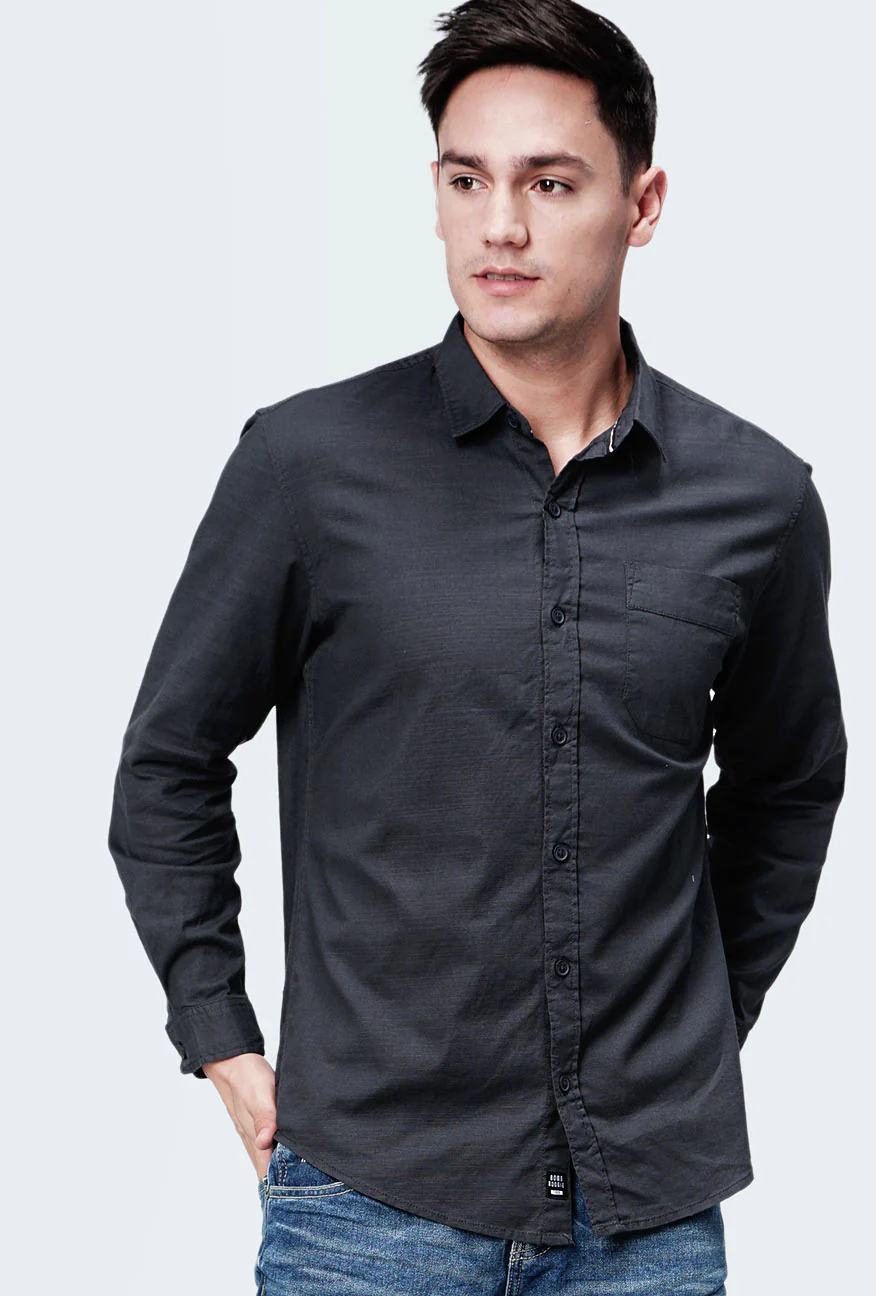 Kemeja Lengan Panjang Asphalt Dark Grey - Image 3