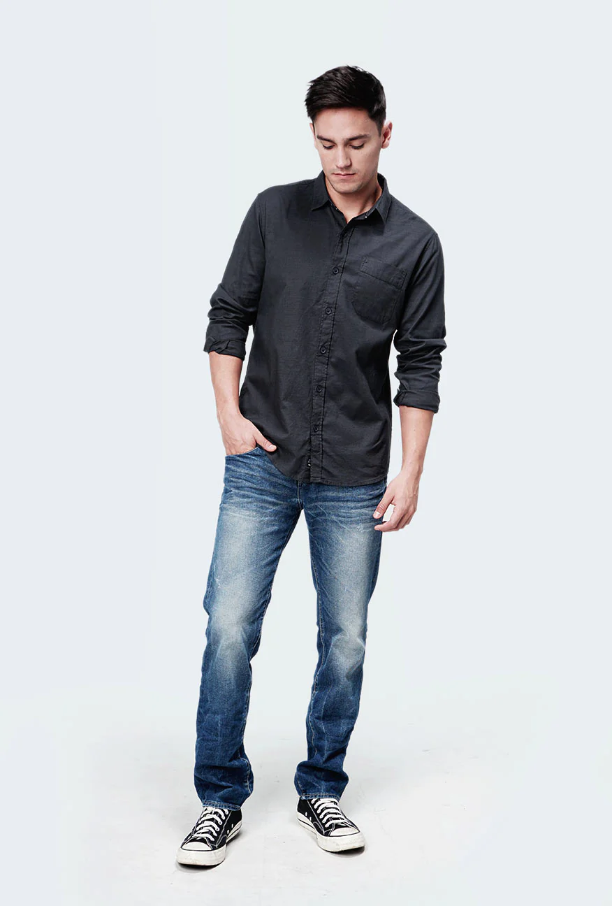Kemeja Lengan Panjang Asphalt Dark Grey - Image 5
