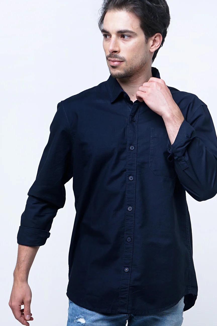 Kemeja Lengan Panjang Atlas Blue Navy