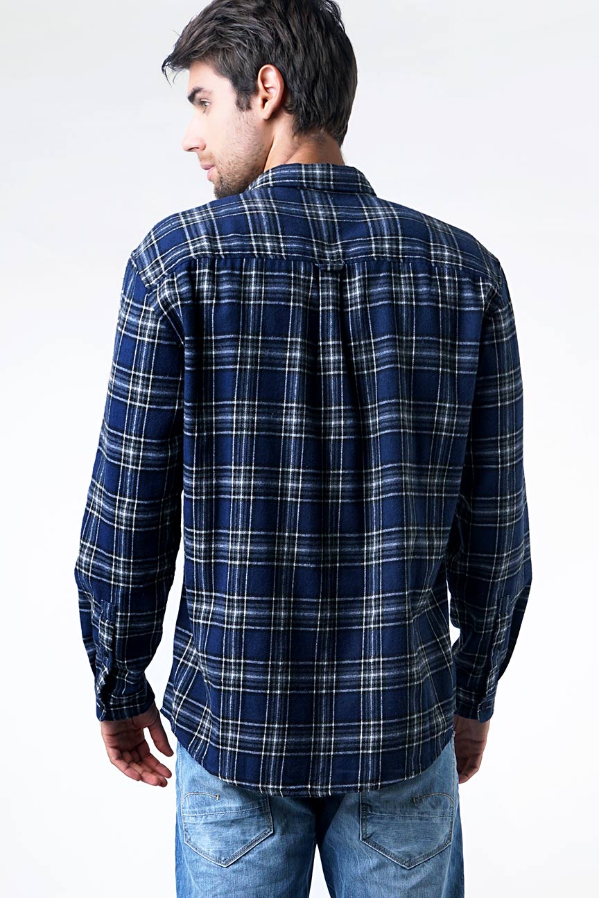 Kemeja Flanel Blue Carter Navy Black - Image 4