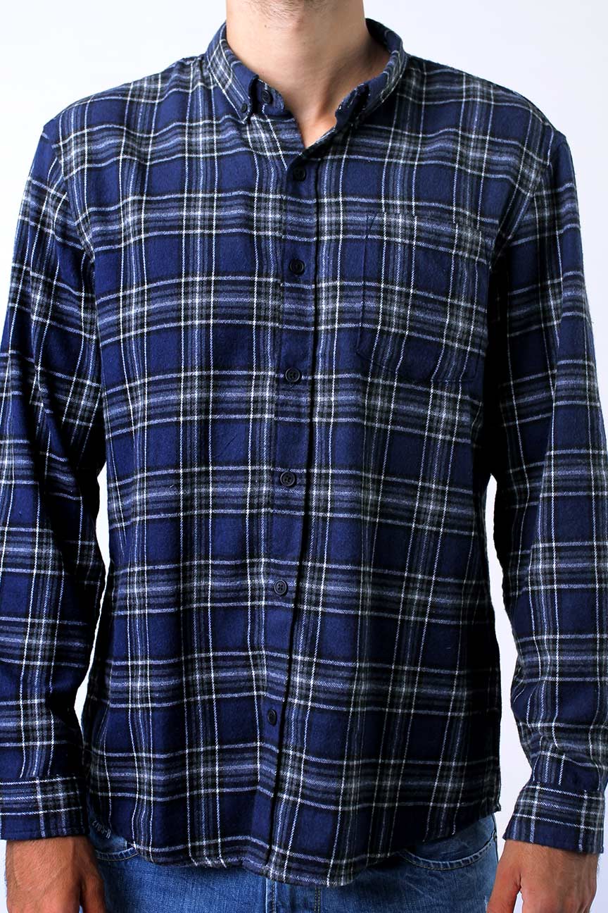 Kemeja Flanel Blue Carter Navy Black - Image 5