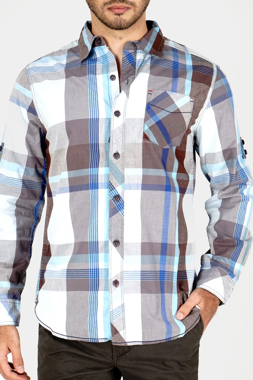 Kemeja Lengan Panjang Blue Thunder Grey Blue Check - Image 3