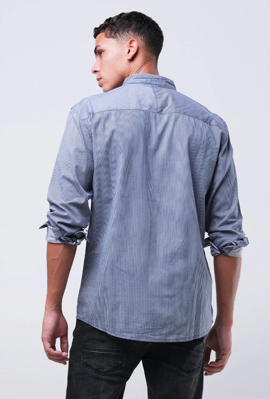 Kemeja Lengan Panjang Blue Vader Navy White - Image 5
