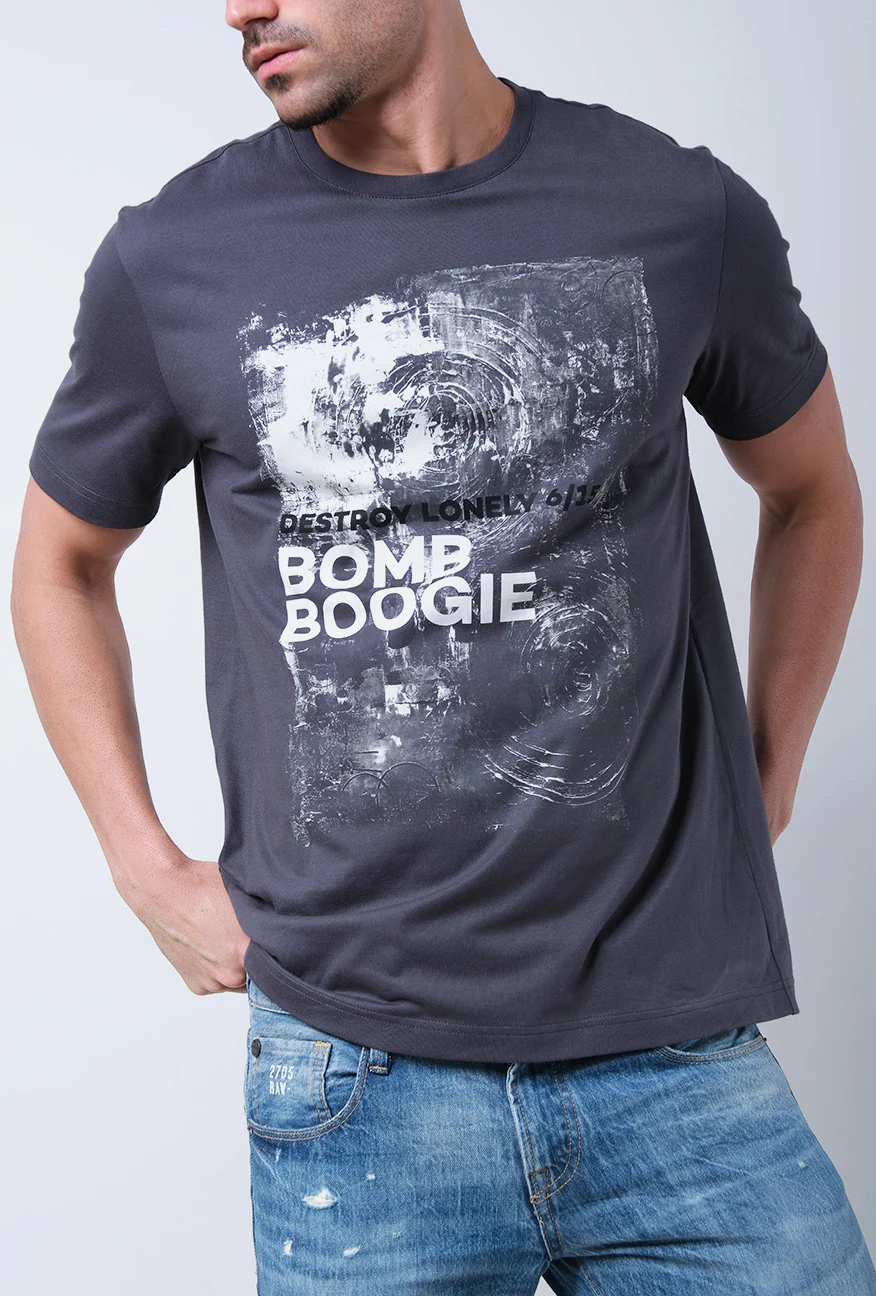 T-Shirt Lengan Pendek Slimfit Rapster Dark Grey - Image 4