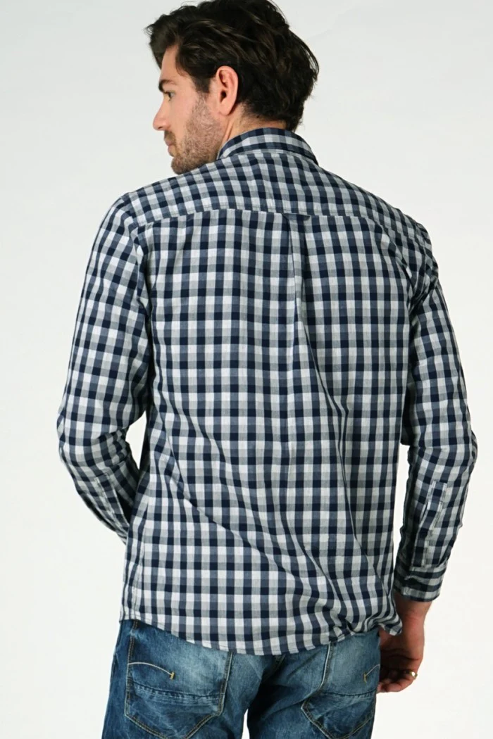 Kemeja Lengan Panjang Cruz Navy Grey Regular - Image 4