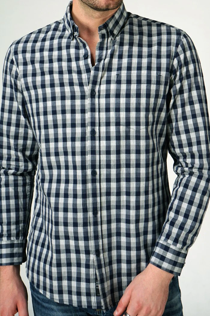Kemeja Lengan Panjang Cruz Navy Grey Regular - Image 5