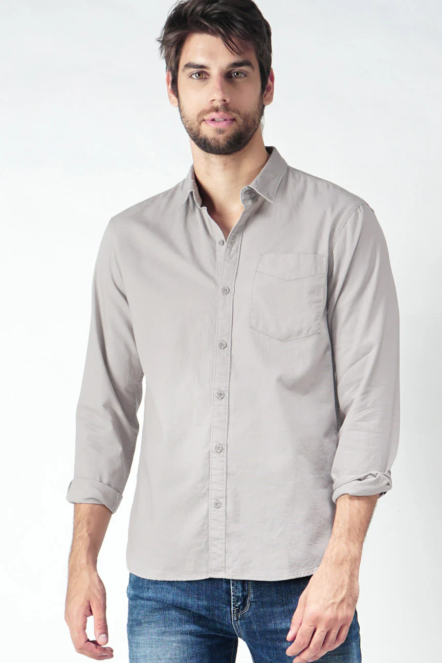 Kemeja Lengan Panjang Pocky Grey