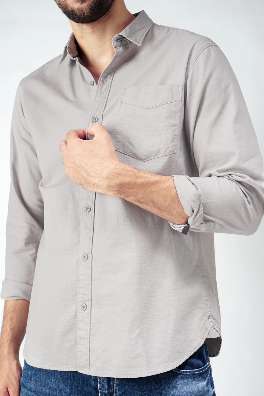Kemeja Lengan Panjang Pocky Grey - Image 3