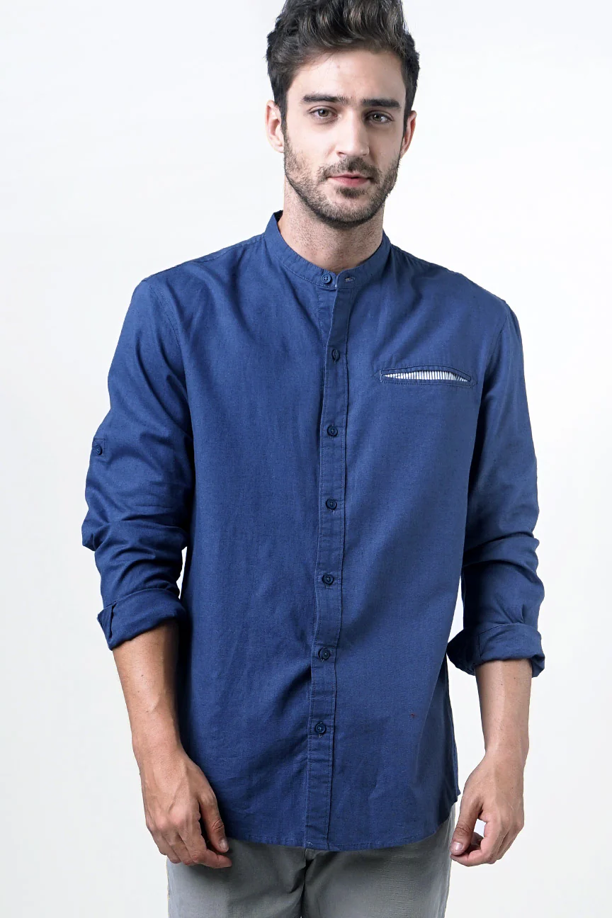 Kemeja Koko Lengan Panjang Wander Dark Blue