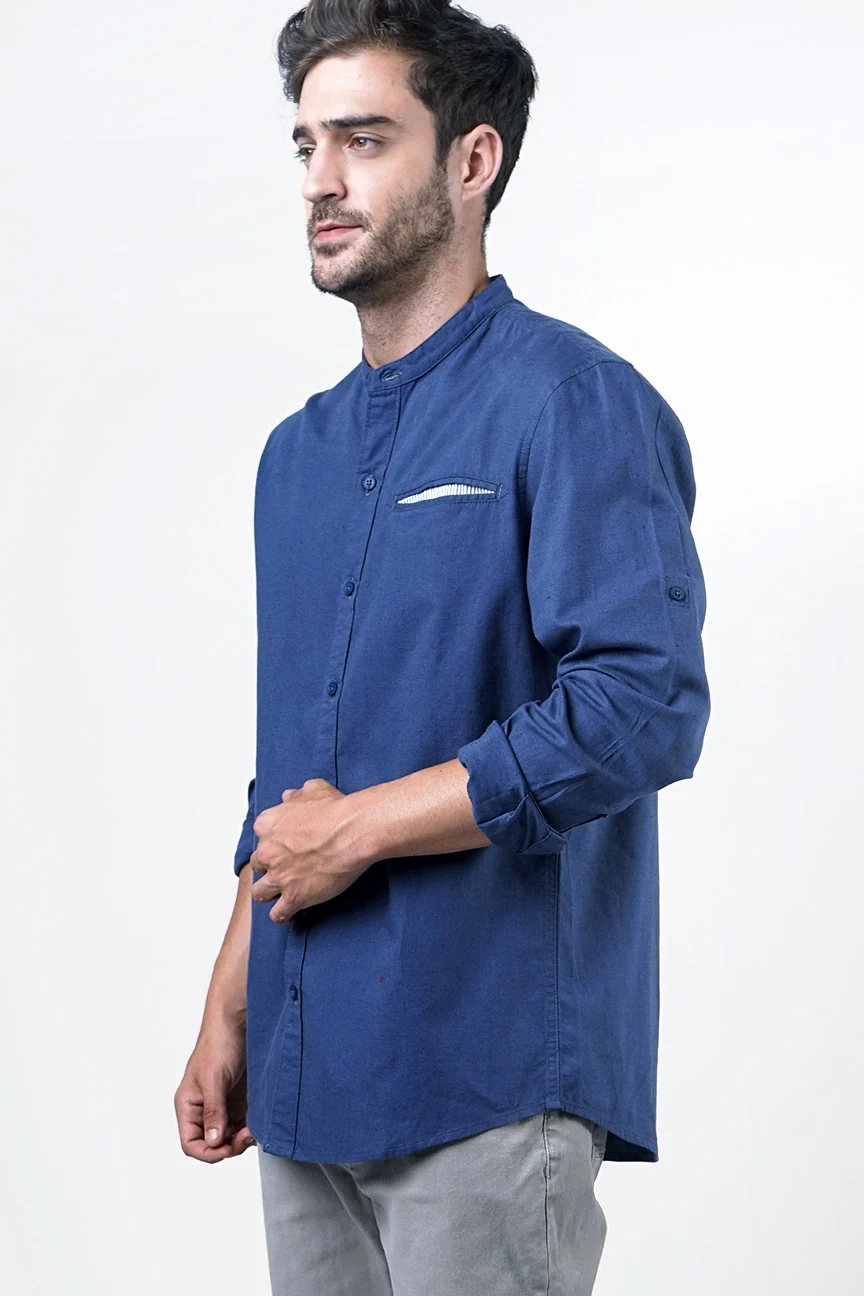 Kemeja Koko Lengan Panjang Wander Dark Blue - Image 2