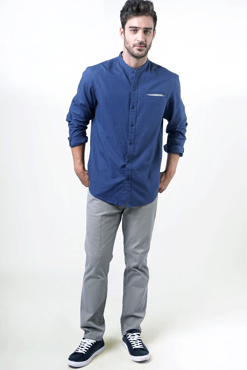 Kemeja Koko Lengan Panjang Wander Dark Blue - Image 4