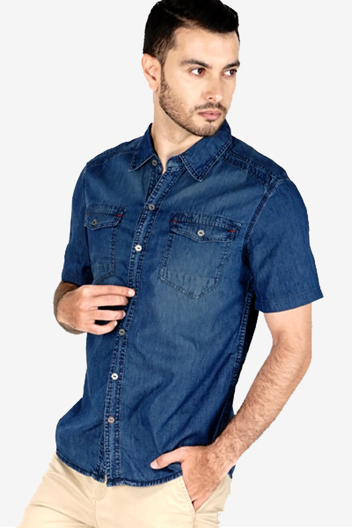 Kemeja Lengan Pendek New Knight Fortress Chambray