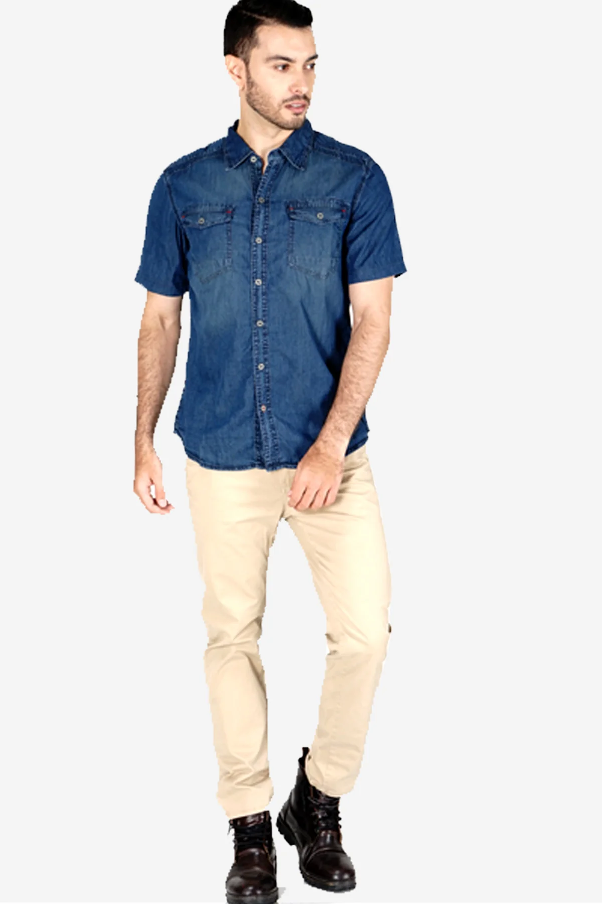 Kemeja Lengan Pendek New Knight Fortress Chambray - Image 2