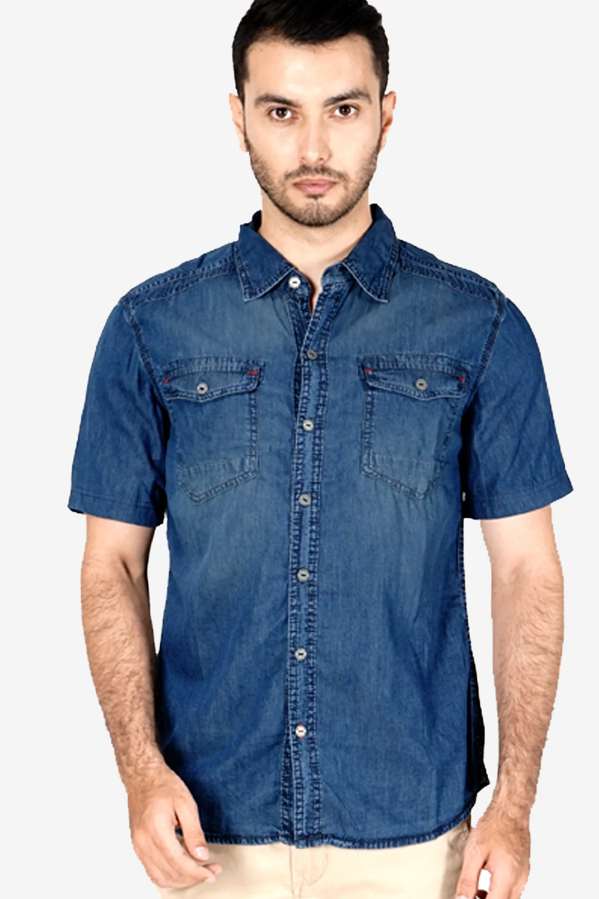 Kemeja Lengan Pendek New Knight Fortress Chambray - Image 3
