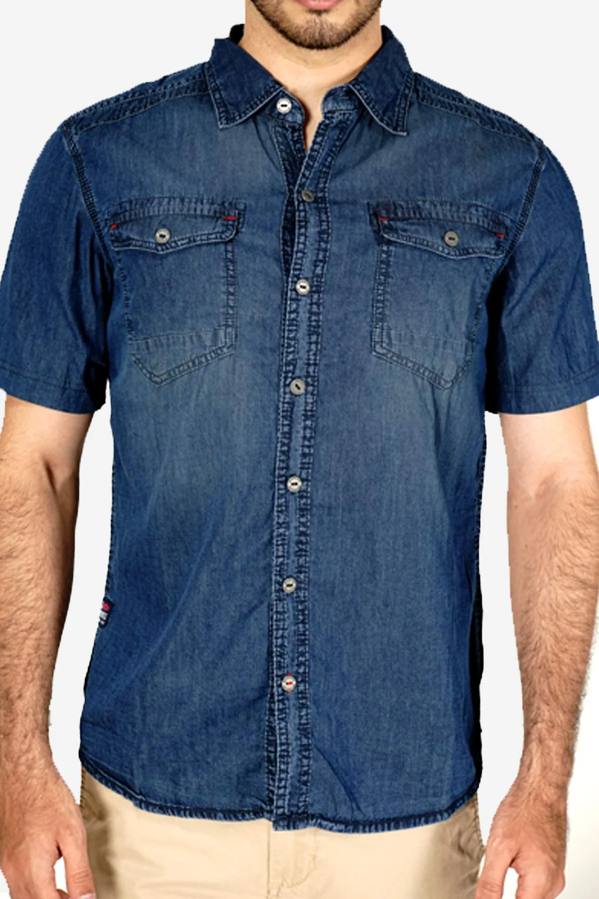 Kemeja Lengan Pendek New Knight Fortress Chambray - Image 4