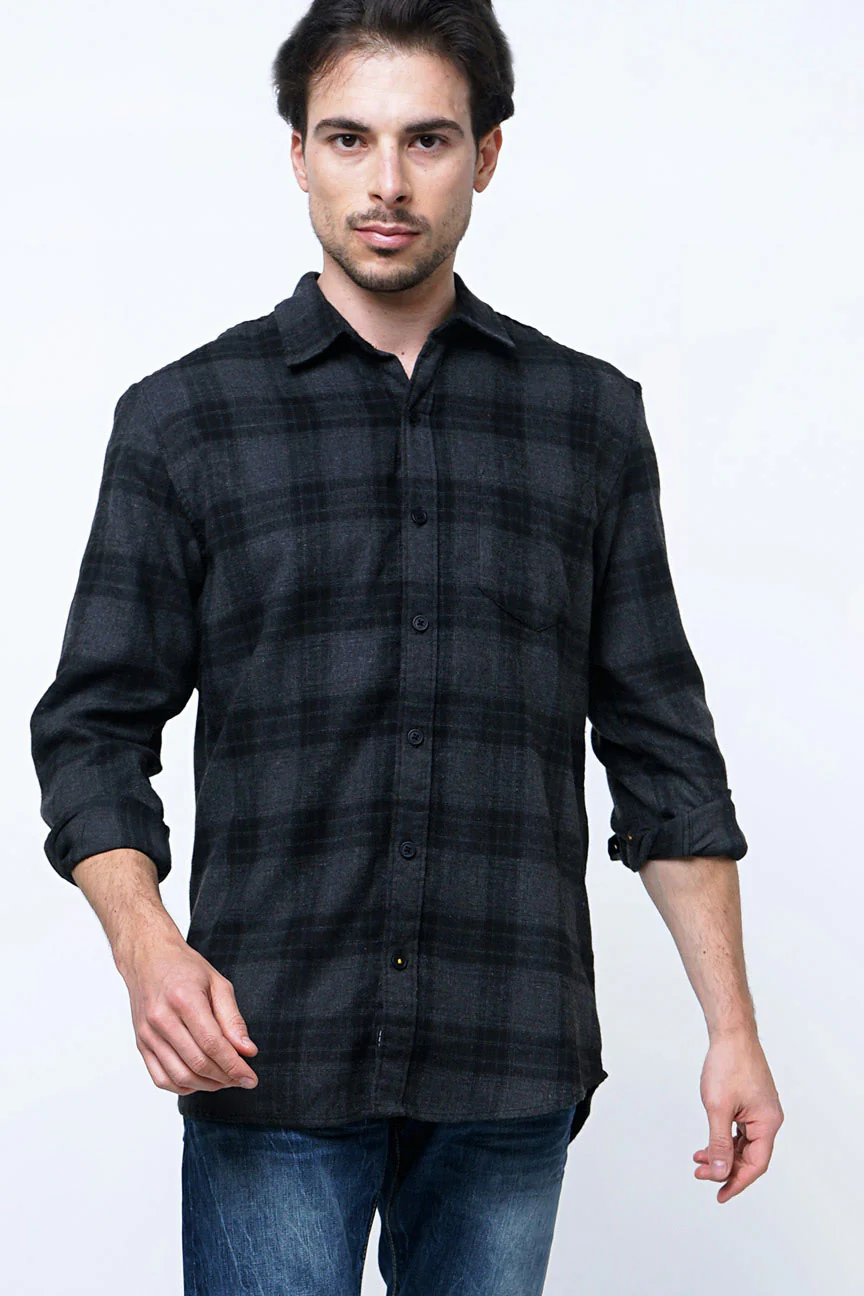Kemeja Flanel Bradley Grey Black - Image 2
