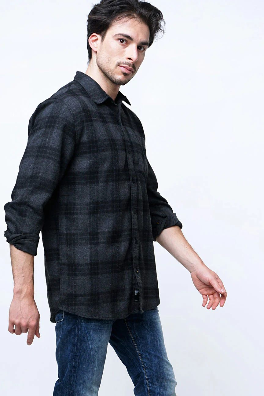 Kemeja Flanel Bradley Grey Black - Image 3