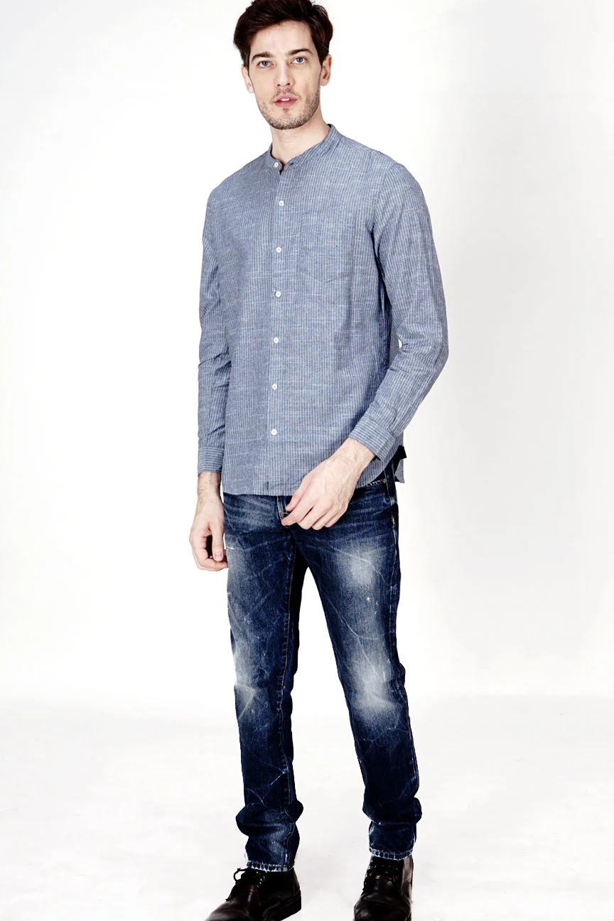 Kemeja Koko Brahman Navy White - Image 2