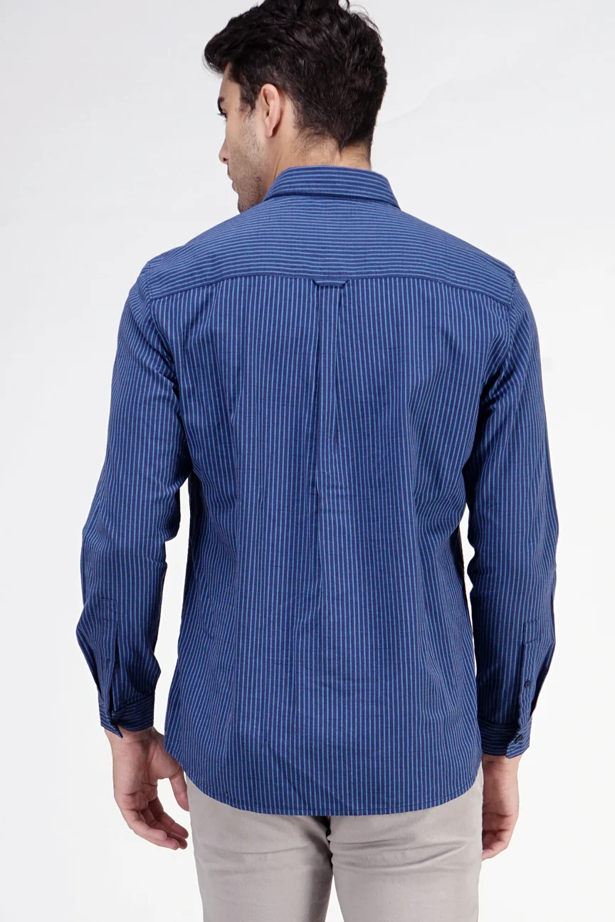 Kemeja Lengan Panjang Regular Bruce Navy Blue - Image 4