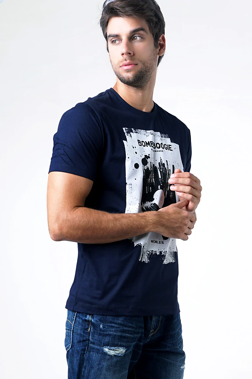T-Shirt Lengan Pendek Carlo Dark Navy - Image 2