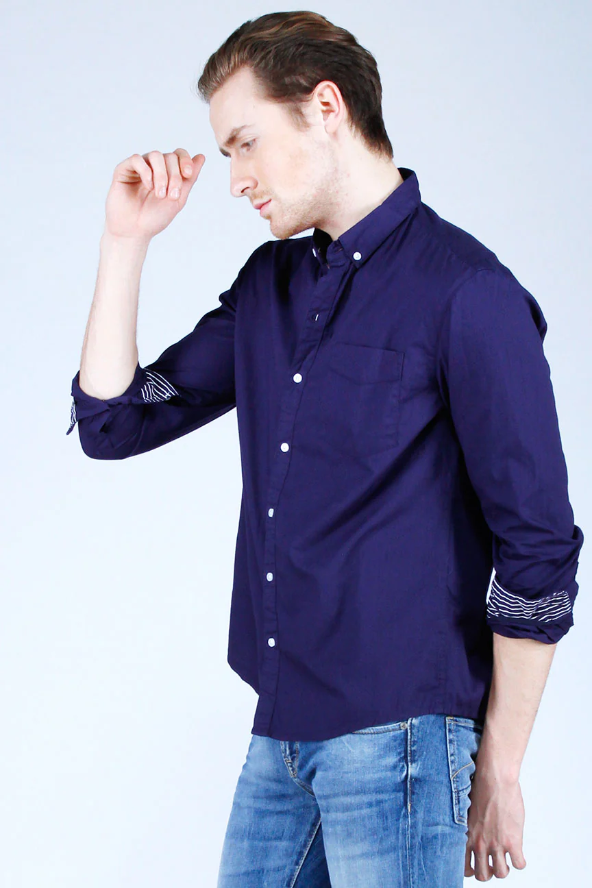 Kemeja Lengan Panjang Caster Navy - Image 2
