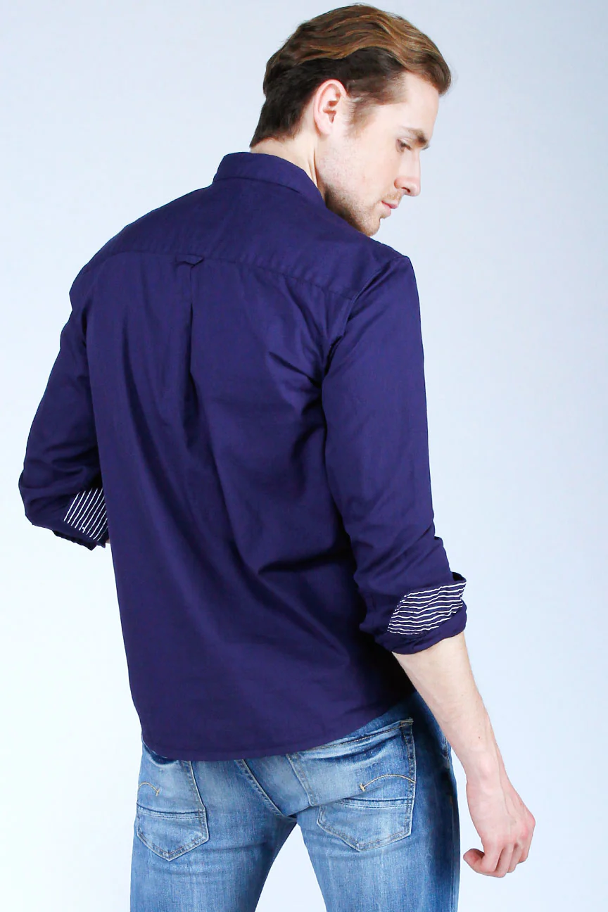 Kemeja Lengan Panjang Caster Navy - Image 4