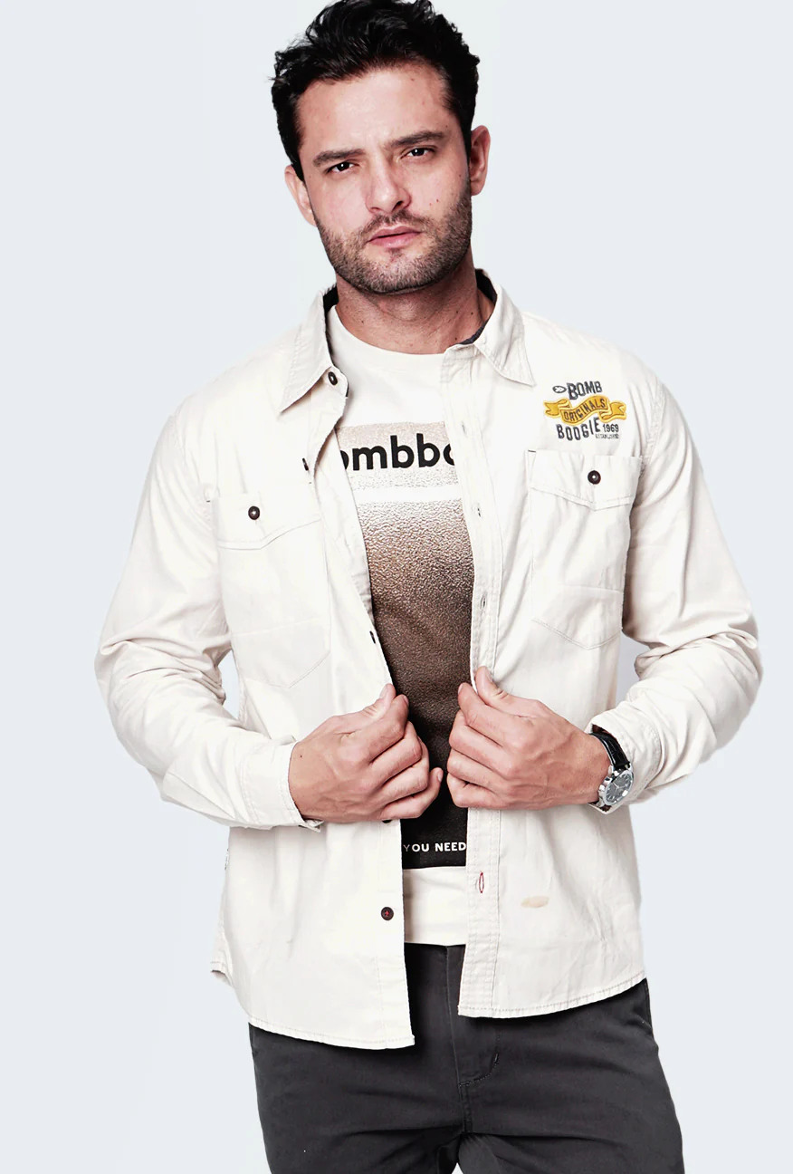 Kemeja Lengan Panjang Close Head Khaki